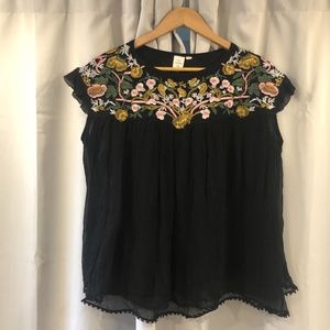 SEEN WORN KEPT Anthropologie Embroidered Bethany Blouse Top